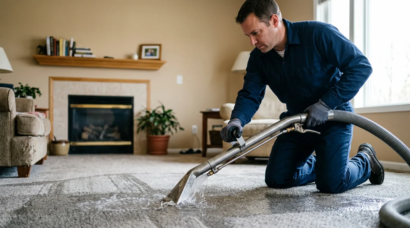 Water damage restoration technician working near Redwood, MS